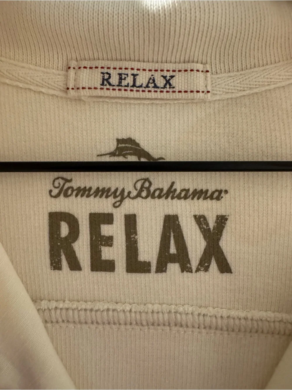 Tommy Bahama Cream Quarter-Zip Sweater with Light Blue Dolphin